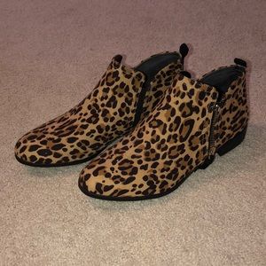 Cheetah print booties